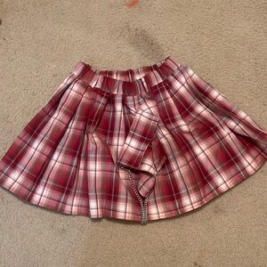 RED PLAID SKIRT
